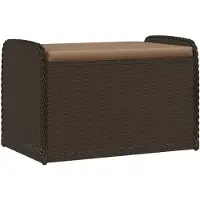 vidaXL Banco con espacio de almacenamiento y cojín, color marrón, 80x51x52 cm, fabricado en polirratán