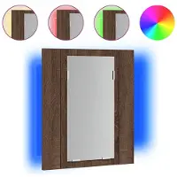 vidaXL Espejo con armario LED, color marrón, aspecto de roble, 40x12x45 cm, material de madera