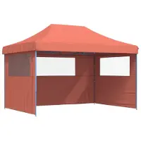 vidaXL Tienda de campaña plegable tipo pop-up con 3 paneles laterales, color terracota