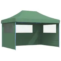 vidaXL Tienda de campaña plegable tipo pop-up con 3 paneles laterales, color verde