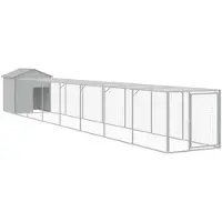 vidaXL Jaula para gallinas con área de esparcimiento, gris claro, 117x813x123 cm, acero galvanizado