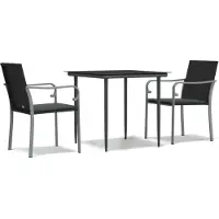 vidaXL Juego de mesa de jardín de 3 piezas con cojines, fabricado en ratán sintético y acero