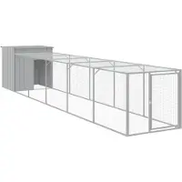 vidaXL Jaula para gallinas con área de esparcimiento, gris claro, 110x609x110 cm, acero galvanizado