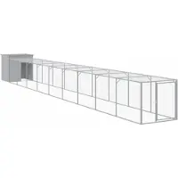 vidaXL Jaula para gallinas con área de esparcimiento, gris claro, 110 x 1017 x 110 cm, acero galvanizado
