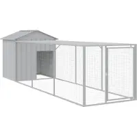 vidaXL Jaula para gallinas con área de esparcimiento, gris claro, 117x405x123 cm, acero galvanizado