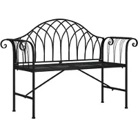vidaXL Banco de jardín para 2 personas, 128 cm, color negro, acero