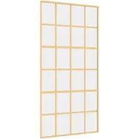 vidaXL Puerta corredera , color dorado, 102,5 x 205 cm, con vidrio templado transparente y marco de aluminio