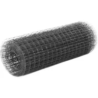 vidaXL Valla de alambre de acero con revestimiento de PVC, 25 x 0,5 metros, color gris