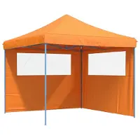 vidaXL Tienda de campaña plegable tipo pop-up con 2 paneles laterales, color naranja