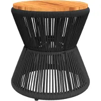 vidaXL Mesa de centro con estructura de alambre, color negro, diámetro 45 cm, altura 44 cm, madera de acacia