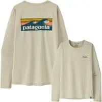 Patagonia - Ropa de senderismo mujer - W's L/S Cap Cool Daily Shirt - Boardshort Logo Dyno White para Mujer - Talla L - Gris