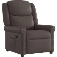 vidaXL Sillón reclinable eléctrico, color marrón brillante, tapizado en cuero sintético