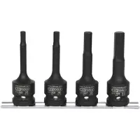 Ks Tools 515.1105, juego de llaves de vaso, 1/2", 4 piezas, acero cromo-molibdeno, según las normas ISO 1174 y DIN 3121, peso: 1,35 kg