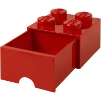 LEGO LADRILLO DE ALMACENAMIENTO ROJO DE 4 ESPIGAS CON CAJÓN