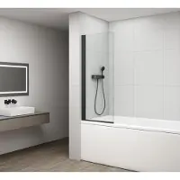 Hak Polysan BLACK, separador para bañera oscilante, 650 mm, vidrio transparente