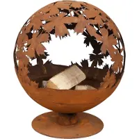 Esschert Design Hoguera de , con diseño de hojas cortadas con láser, color óxido, modelo FF293