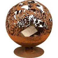 Esschert Design FF294, fogata portátil, de diseño abierto, para leña, color óxido, para uso en exteriores, de forma redonda