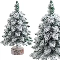 Lean Árbol De Navidad Artificial Decorativo Sobre Un Tronco Cubierto De Nieve 60 X 16 Cm