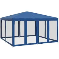 vidaXL Tienda de campaña para fiestas , con 8 paneles laterales de malla, color azul, 4x4 metros, fabricada en HDPE