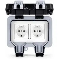 INF Toma de pared exterior con tapa IP66 - con tomas dobles Gris