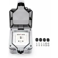 INF Toma de pared estanca con tapa, con 2 puertos USB Gris