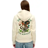 Superdry Sudadera con cremallera crema / gris / esmeralda / naranja
