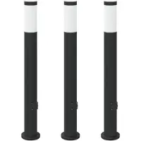 vidaXL Juego de 3 faroles de poste con salida, 80 cm, acero inoxidable, IP44