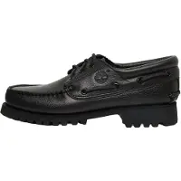 Timberland para hombre. TB0A2PDQANI1 Náuticos de 3 ojales cosidos a mano Authentic negro (42 W), Piel, Plano, Cordones, Casual, o