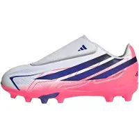 Adidas adidasBota de fútbol con velcro F50 Hyperfast Club césped natural seco / multiterreno 25 1/2 Cloud White / Solar Purple / Solar Turbo Niño