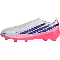 Adidas adidasBota de fútbol sin cordones F50 Hyperfast Elite césped natural seco 31 1/2 Cloud White / Solar Purple / Solar Turbo Niño