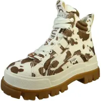 Buffalo Botines con cordones 'Aspha' marrón oscuro / blanco