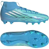 Adidas adidasBota de fútbol F50 Sparkfusion League Mid Cut Trinity Rodman para césped natural seco y artificial 33 Semi Blue Burst / Cloud White / Lucid Pink Niño