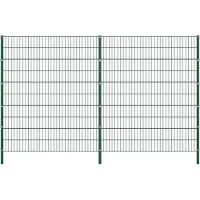 vidaXL : Elemento de valla con postes de hierro, 349 x 200 cm, color verde