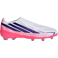 Adidas adidasBota de fútbol sin cordones F50 Hyperfast Elite césped natural seco 35 Cloud White / Solar Purple / Solar Turbo Niño
