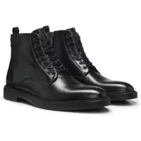 BOSS para hombre. 50573364 Botines de Piel Calev negro (43), Plano, Cordones, Casual, outlet 2026.