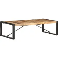Syfax Mesa de centro de 140 x 70 x 40 cm, fabricada en madera de mango maciza
