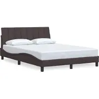 Syfax Estructura de cama "Hanko" en color marrón oscuro, sin colchón, de 140x190 cm, tapizada en tela