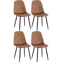BellaFurn Juego de 4 sillas de comedor – Tapicería de terciopelo – Alto confort de asiento | Color: Marrón