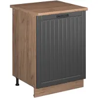 Vicco Mueble bajo de cocina Fame-Line Gris oscuro/Roble dorado 60 cm 1 puerta con encimera, Model 65191
