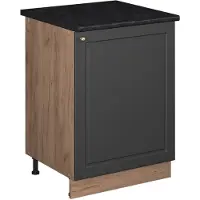 Vicco Mueble bajo de cocina Fame-Line Antracita-Oro Landhaus/Roble dorado 60 cm 1 puerta con encimera, Model 65182