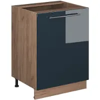 Vicco Mueble bajo de cocina Fame-Line Azul oscuro alto brillo/Roble dorado 60 cm 1 puerta sin encimera, Model 65201