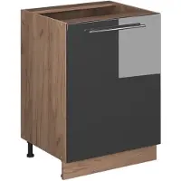 Vicco Mueble bajo de cocina Fame-Line Antracita alto brillo/Roble dorado 60 cm 1 puerta sin encimera, Model 65185