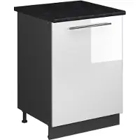 Vicco Mueble bajo de cocina Fame-Line Blanco alto brillo/Antracita 60 cm 1 puerta con encimera, Model 65178