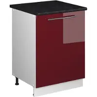 Vicco Mueble bajo de cocina Fame-Line Rojo Burdeos alto brillo/Blanco 60 cm 1 puerta con encimera, Model 65120