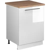 Vicco Mueble bajo de cocina Fame-Line Blanco alto brillo/Blanco 60 cm 1 puerta con encimera, Model 65143