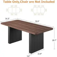 StarTech.com Mesa de comedor industrial de 180 cm - Mesa rectangular para 6-8 personas - Tablero de madera - Patas de metal con diseño de onda acanalada en color negro - Diseño moderno - Nogal