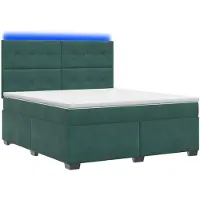 Syfax Cama con somier y colchón, color verde oscuro, 140 x 190 cm, tapizada en terciopelo