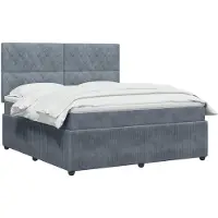vidaXL Cama con somier y colchón, color gris oscuro, 160 x 200 cm, tapizada en terciopelo