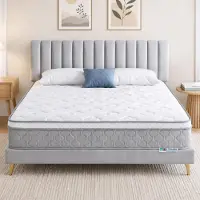 Tribesigns , colchón de muelles ensacados, 140x200 cm, 9 zonas, espuma viscoelástica con gel, funda de lyocell, Öko-Tex, firmeza H3, 25 cm, transpirable, libre de sustancias nocivas, color gris