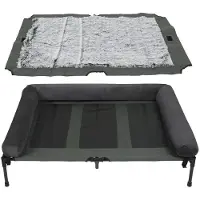 StarTech.com Cama para perros para exteriores, elevada - Cama para perros con malla - Cama refrigerante para perros para camping - Con borde de felpa desmontable - Portátil y lavable - Talla L: 90x70x28 cm - Gris